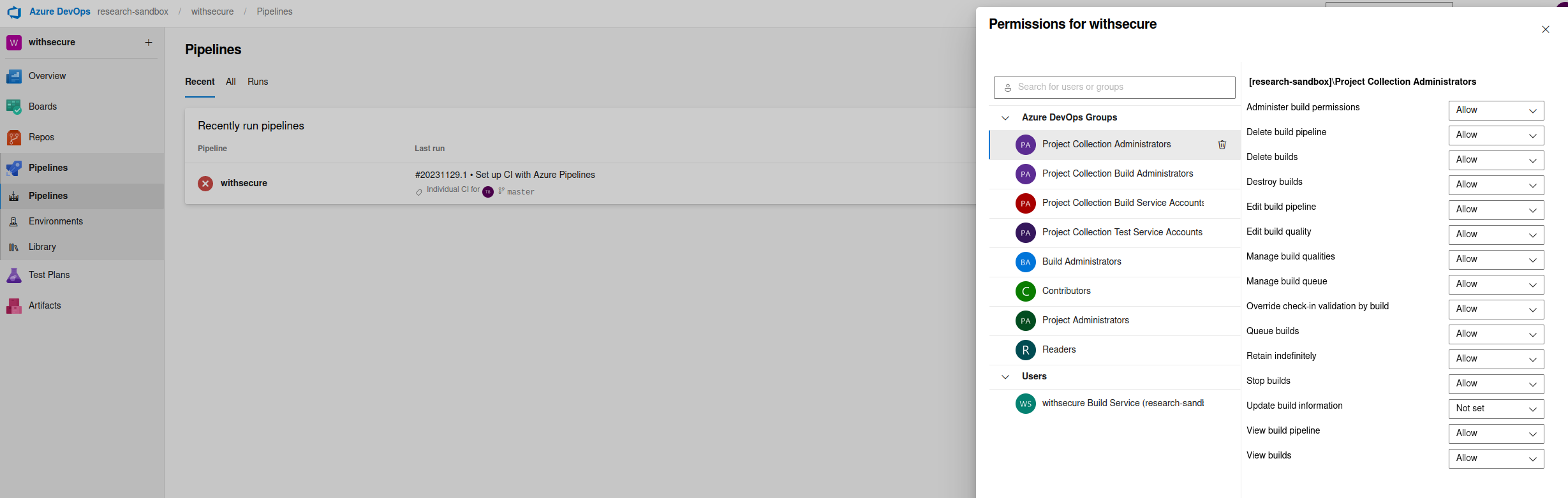 Object level permissions on pipelines